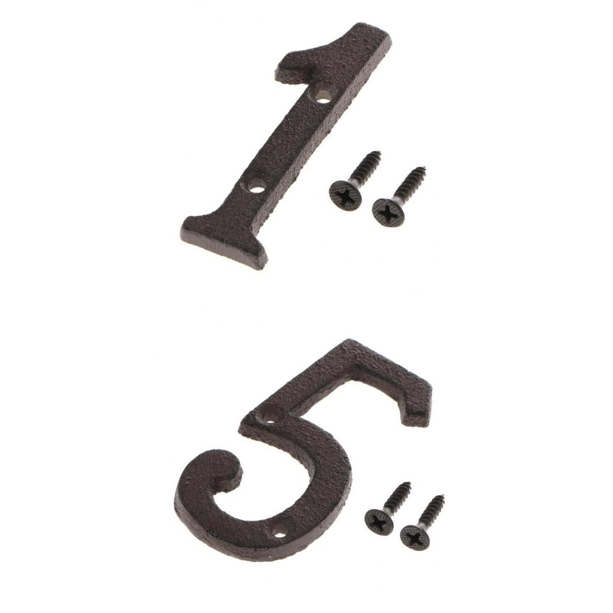 2x Wrought Iron Antique House Door Number Sign Plaque DIY Digit Numbers 1 5