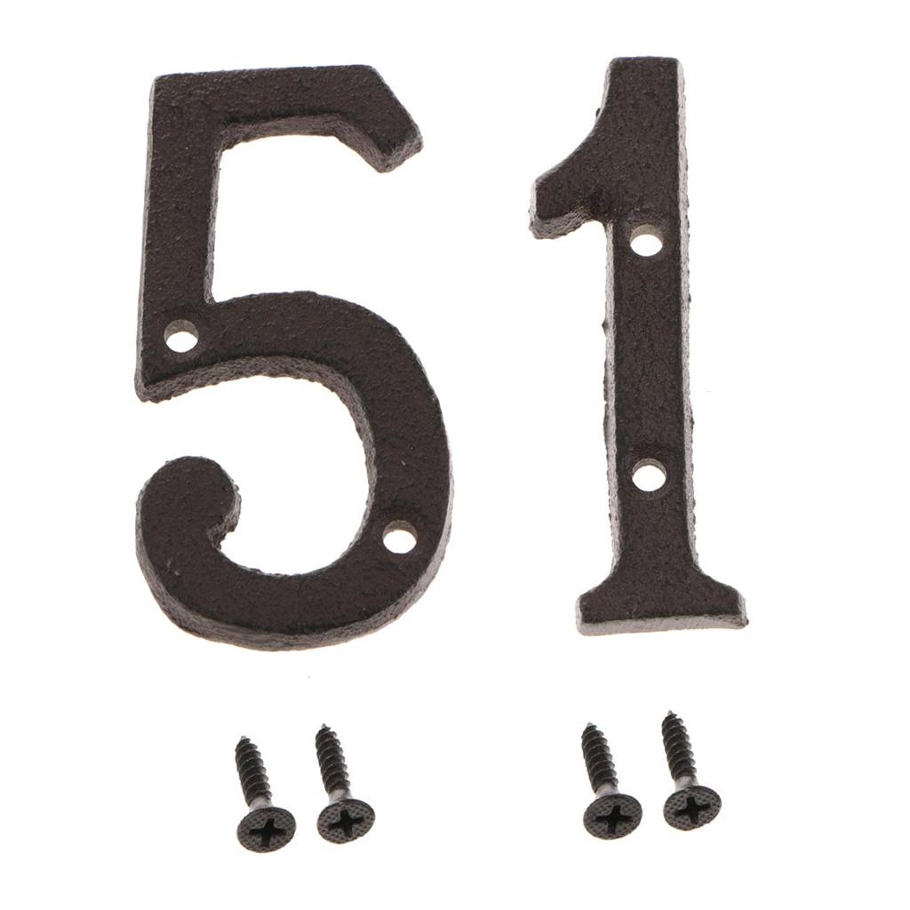2x Wrought Iron Antique House Door Number Sign Plaque DIY Digit Numbers 1 5