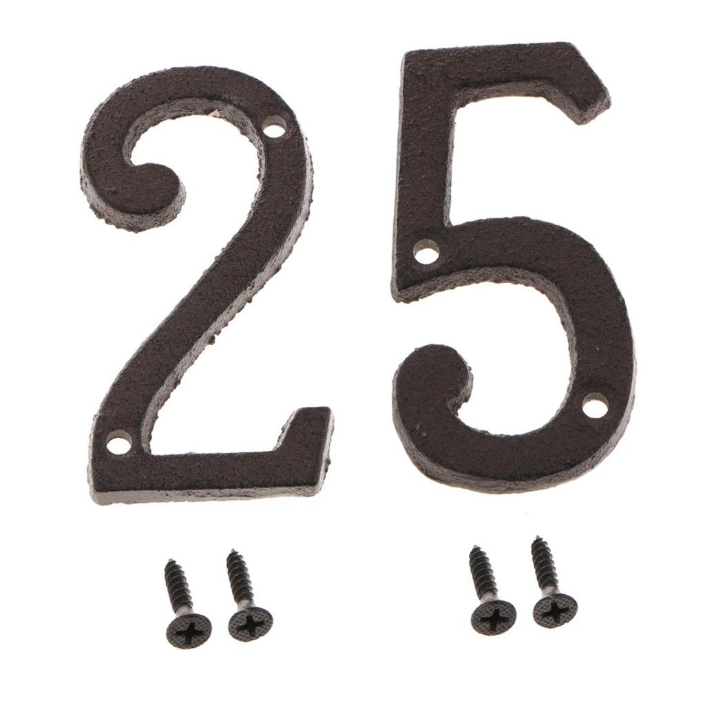 2x Wrought Iron Antique House Door Number Sign Plaque DIY Digit Numbers 2 5