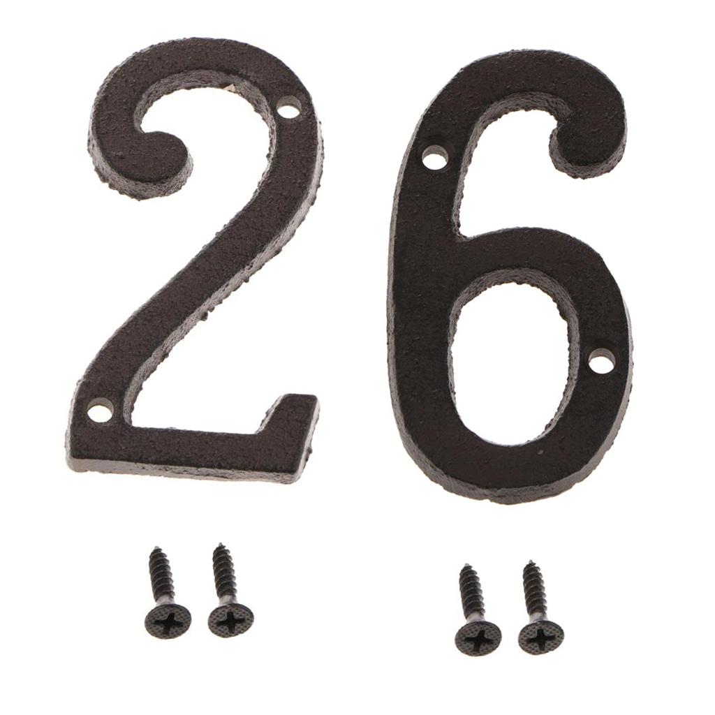 2x Wrought Iron Antique House Door Number Sign Plaque DIY Digit Numbers 2 6