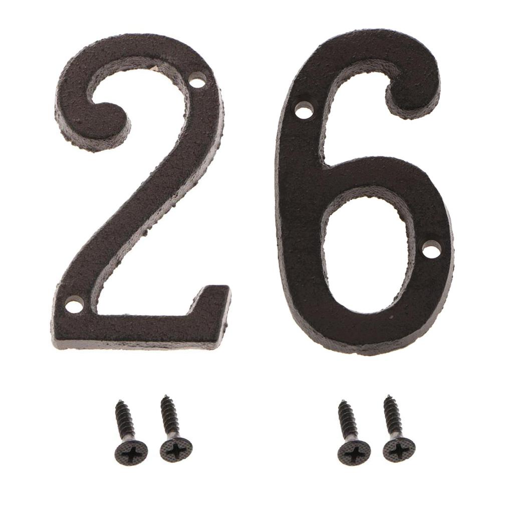 2x Wrought Iron Antique House Door Number Sign Plaque DIY Digit Numbers 2 6