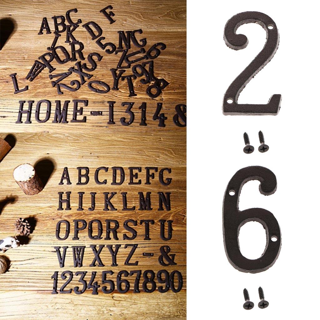 2x Wrought Iron Antique House Door Number Sign Plaque DIY Digit Numbers 2 6