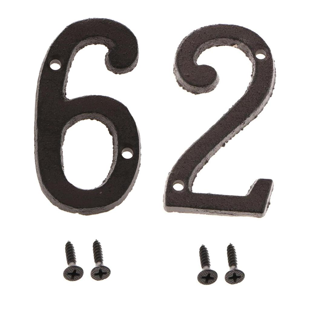 2x Wrought Iron Antique House Door Number Sign Plaque DIY Digit Numbers 2 6