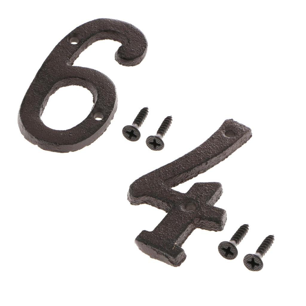 2x Wrought Iron Antique House Door Number Sign Plaque DIY Digit Numbers 4 6