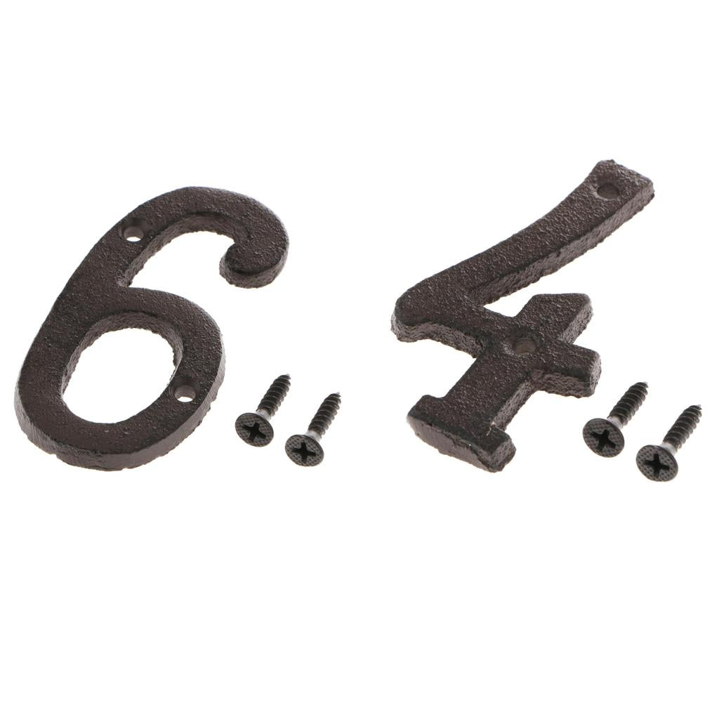 2x Wrought Iron Antique House Door Number Sign Plaque DIY Digit Numbers 4 6