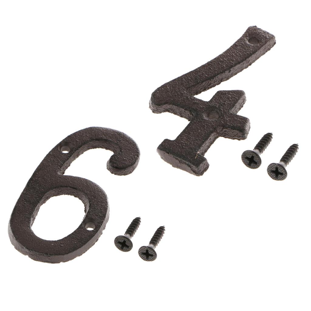 2x Wrought Iron Antique House Door Number Sign Plaque DIY Digit Numbers 4 6