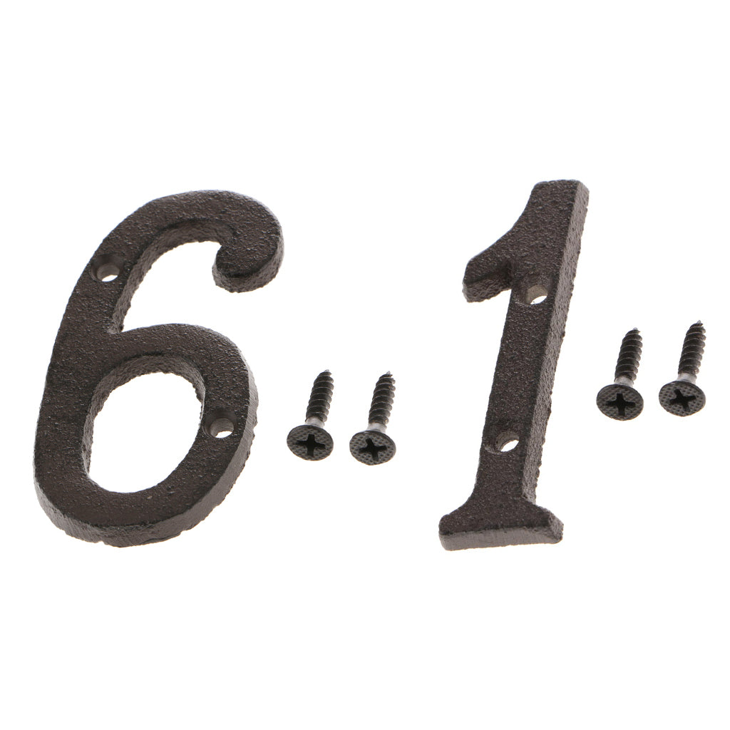 2x Wrought Iron Antique House Door Number Sign Plaque DIY Digit Numbers 1 6