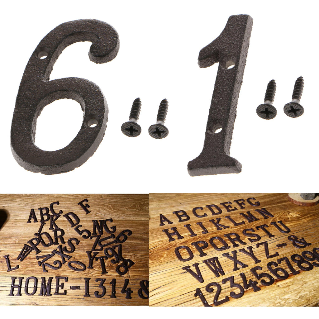 2x Wrought Iron Antique House Door Number Sign Plaque DIY Digit Numbers 1 6