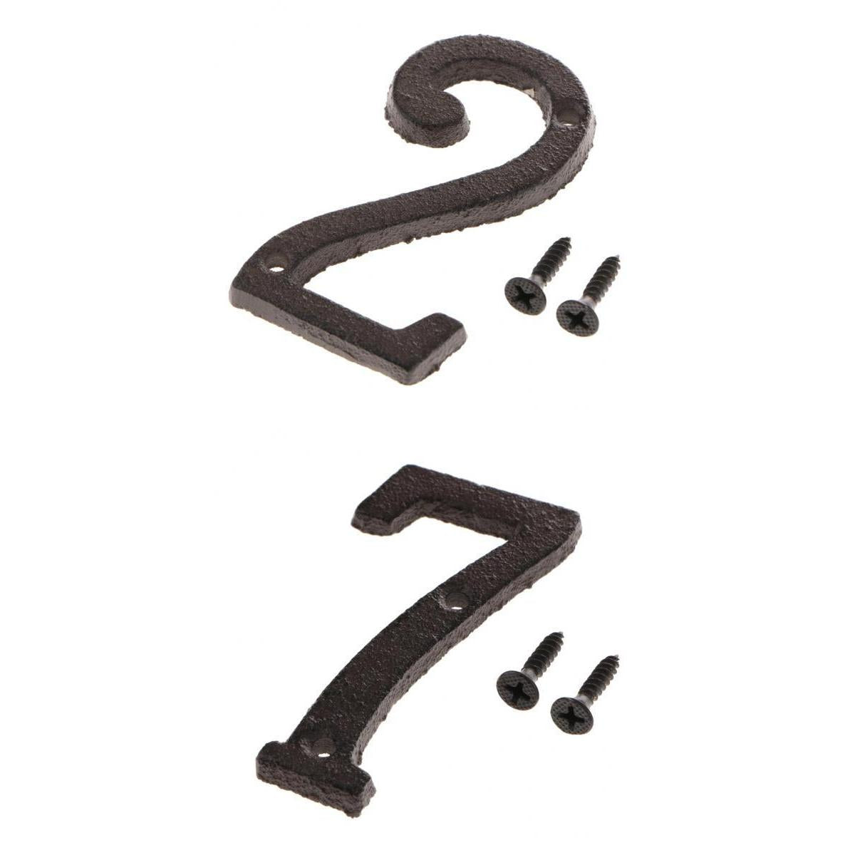 2x Wrought Iron Antique House Door Number Sign Plaque DIY Digit Numbers 2 7