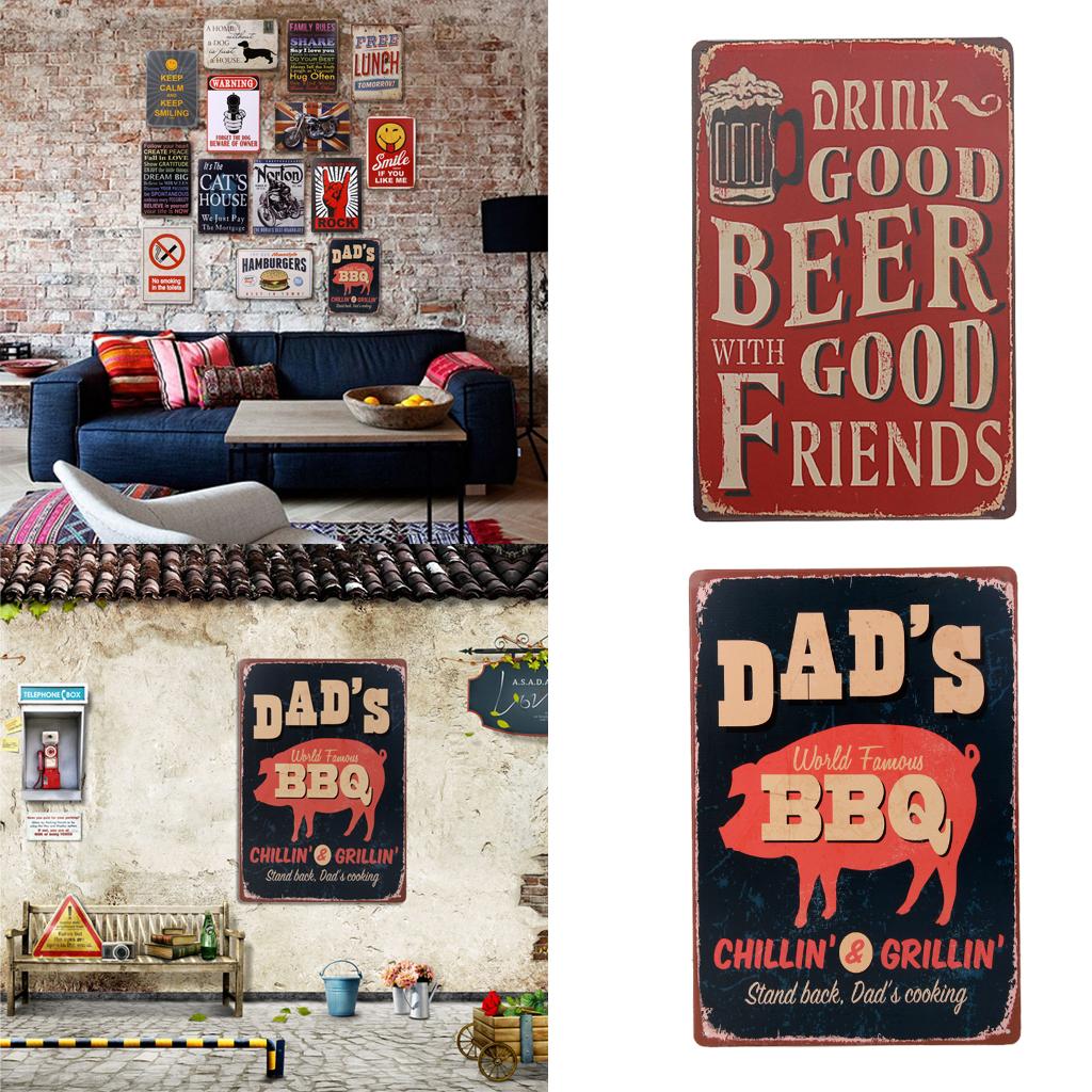 2x Vintage Metal Tin Sign Plaque Wall Art Poster Sheet Cafe Bar Pub Beer