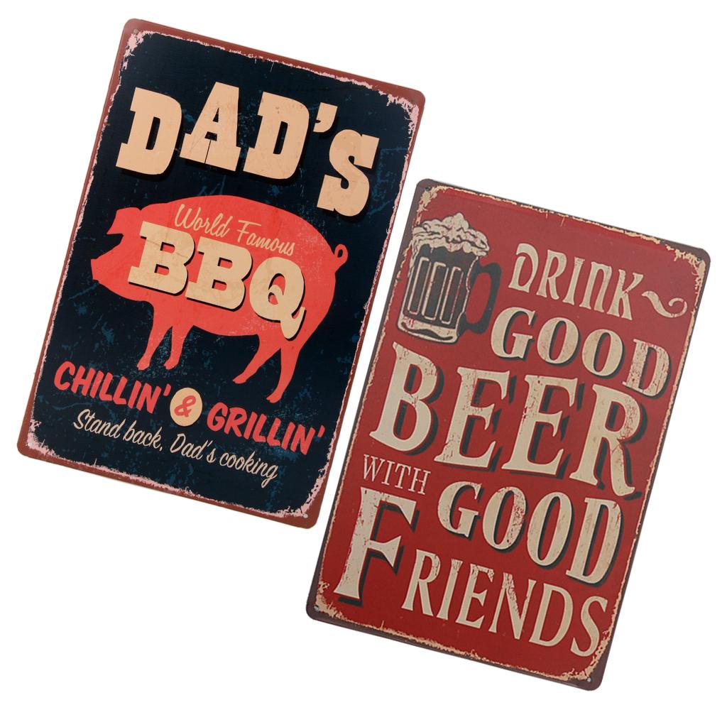 2x Vintage Metal Tin Sign Plaque Wall Art Poster Sheet Cafe Bar Pub Beer