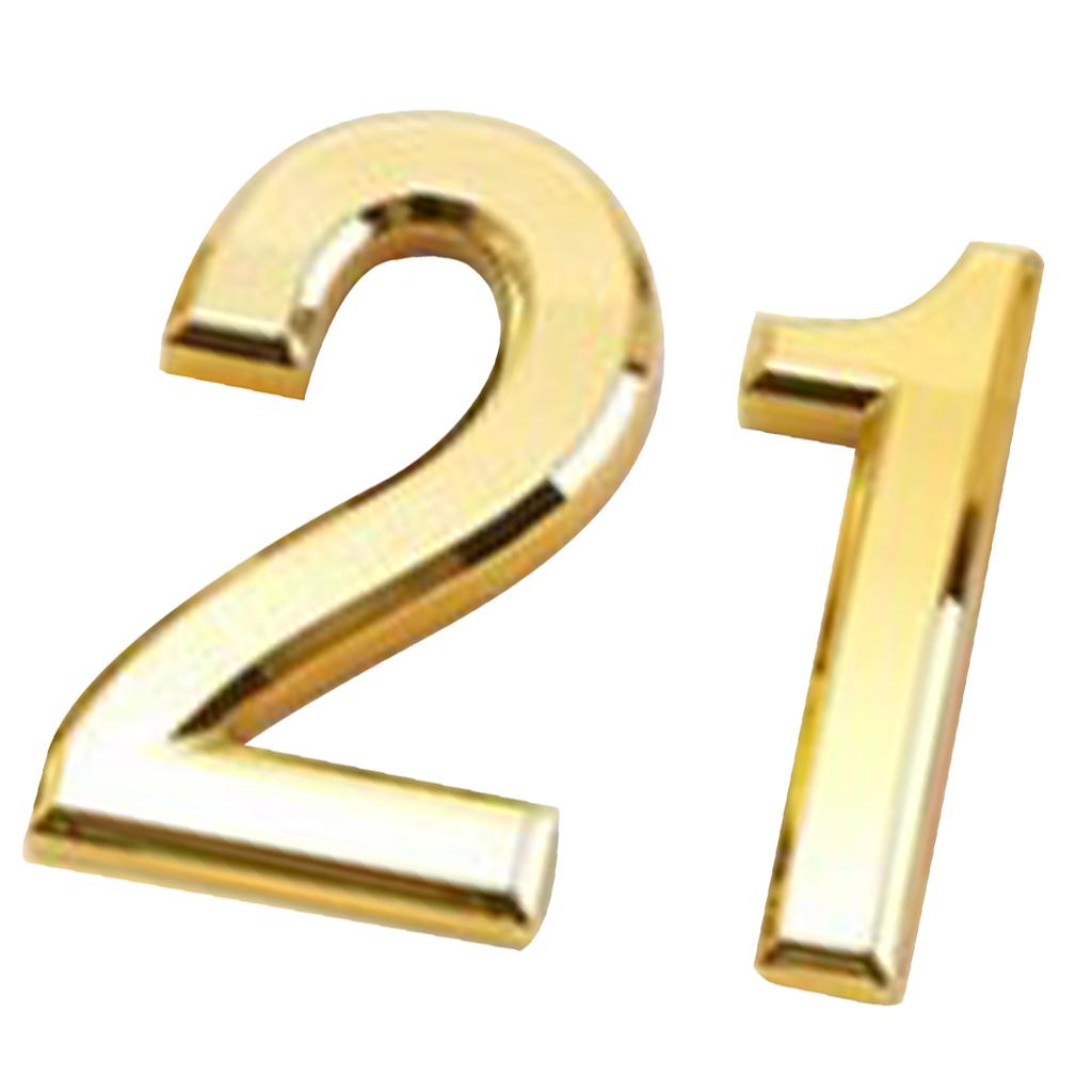 2x Gold Plastic Self-Adhesive Sticky Home Hotel Office Door Number Sign 1 2
