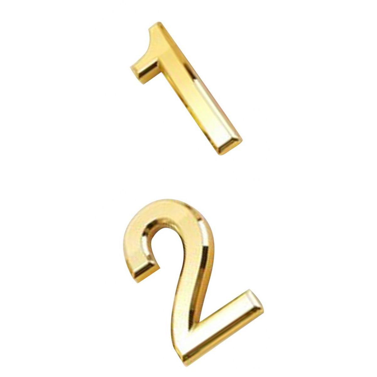 2x Gold Plastic Self-Adhesive Sticky Home Hotel Office Door Number Sign 1 2