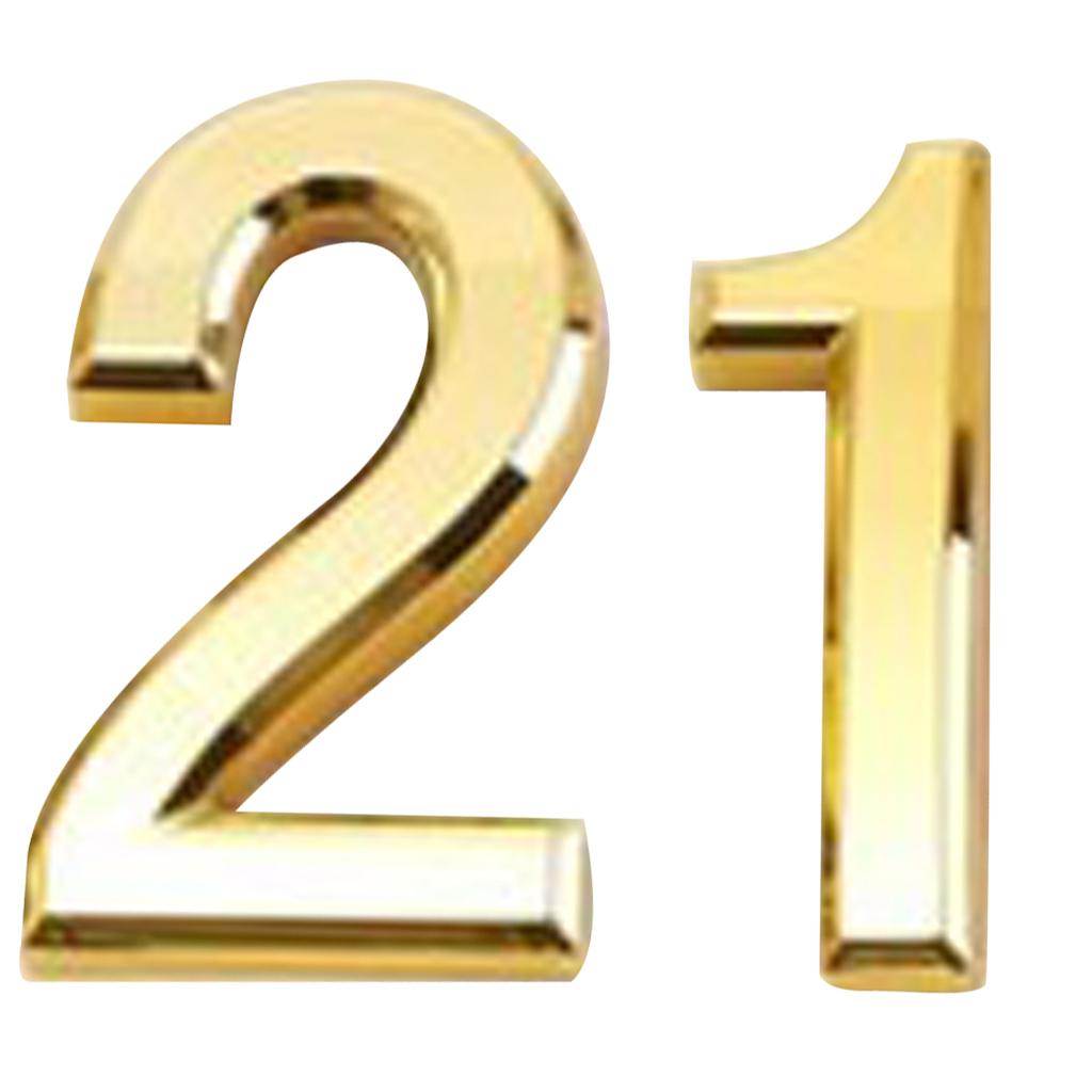 2x Gold Plastic Self-Adhesive Sticky Home Hotel Office Door Number Sign 1 2