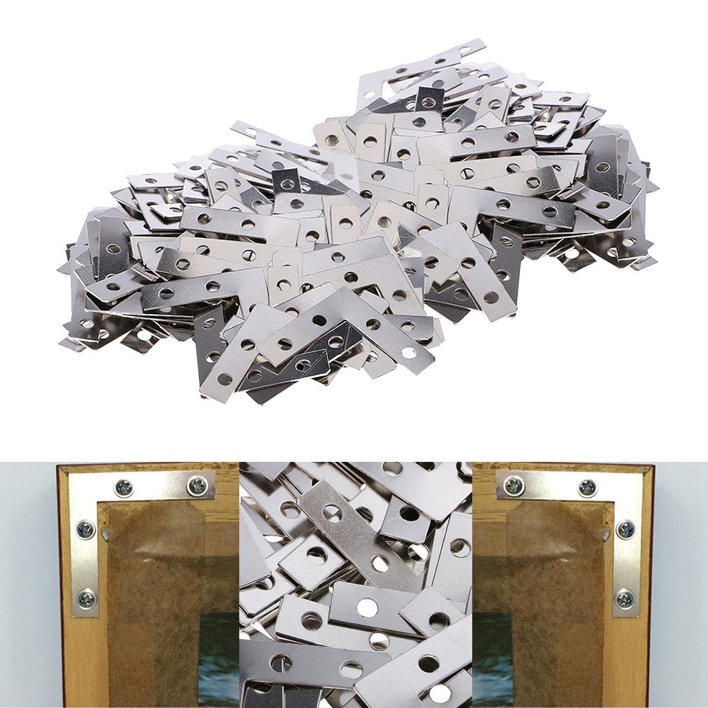 200 Pieces Metal L Shape Corner Brace Plate Flat Angle Bracket Picture Frame