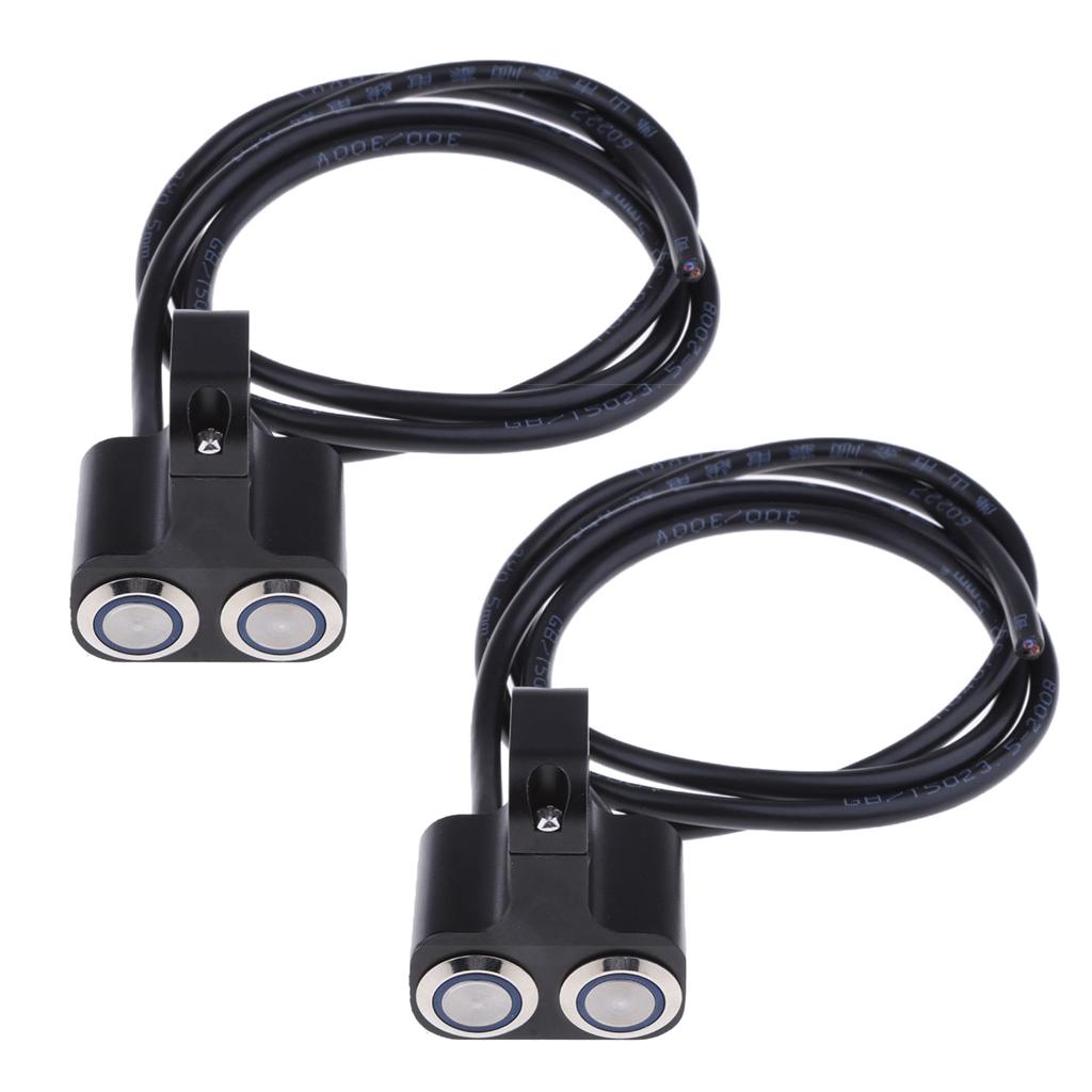 2 Pieces Handlebar Headlight ON/OFF Aluminum Alloy Dual Push Button Switch