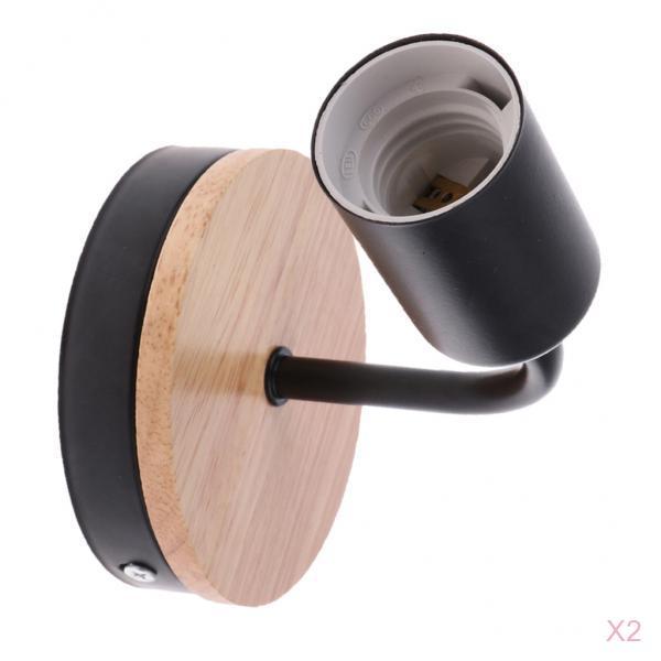 2pc E27 Vintage Wall Light Sconce Lamp Bulb Socket Holder Fixture Black
