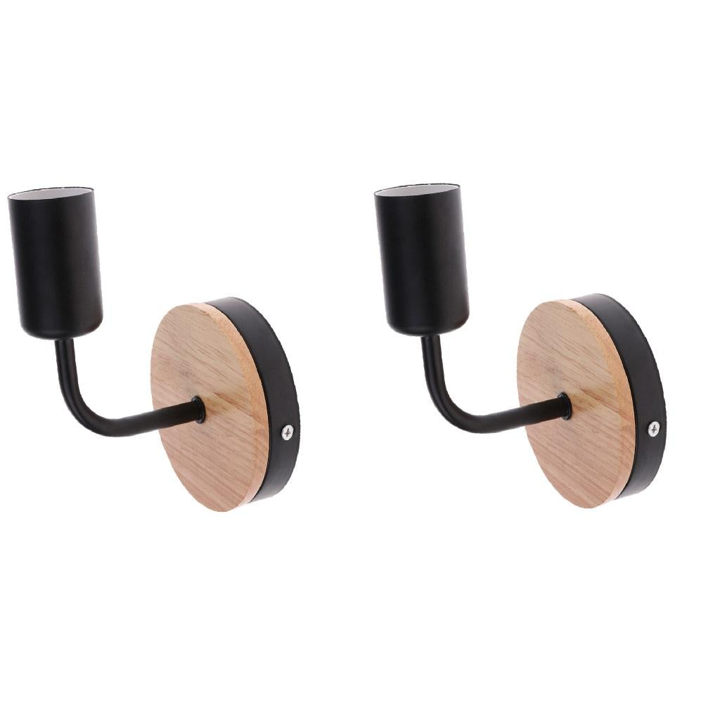 2pc E27 Vintage Wall Light Sconce Lamp Bulb Socket Holder Fixture Black