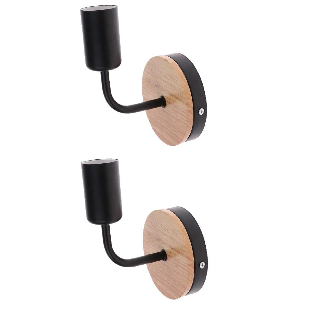 2pc E27 Vintage Wall Light Sconce Lamp Bulb Socket Holder Fixture Black