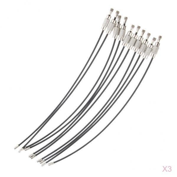 30Pcs Cable Wire Loop Luggage Tag Loops Stainless Steel Wire Straps Black