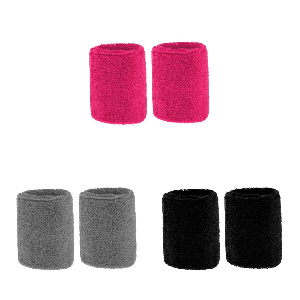 3 Pairs Sports Basketball Badminton Unisex Cotton Sweatbands Wristbands