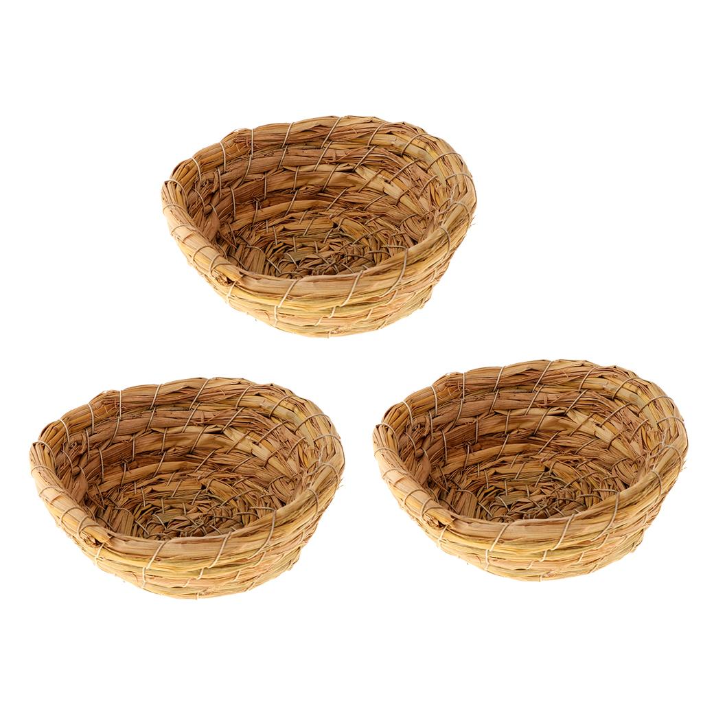 3Pcs Woven Straw Bird Nest Cage Birdhouse/Bed House for Parrot Pigeon