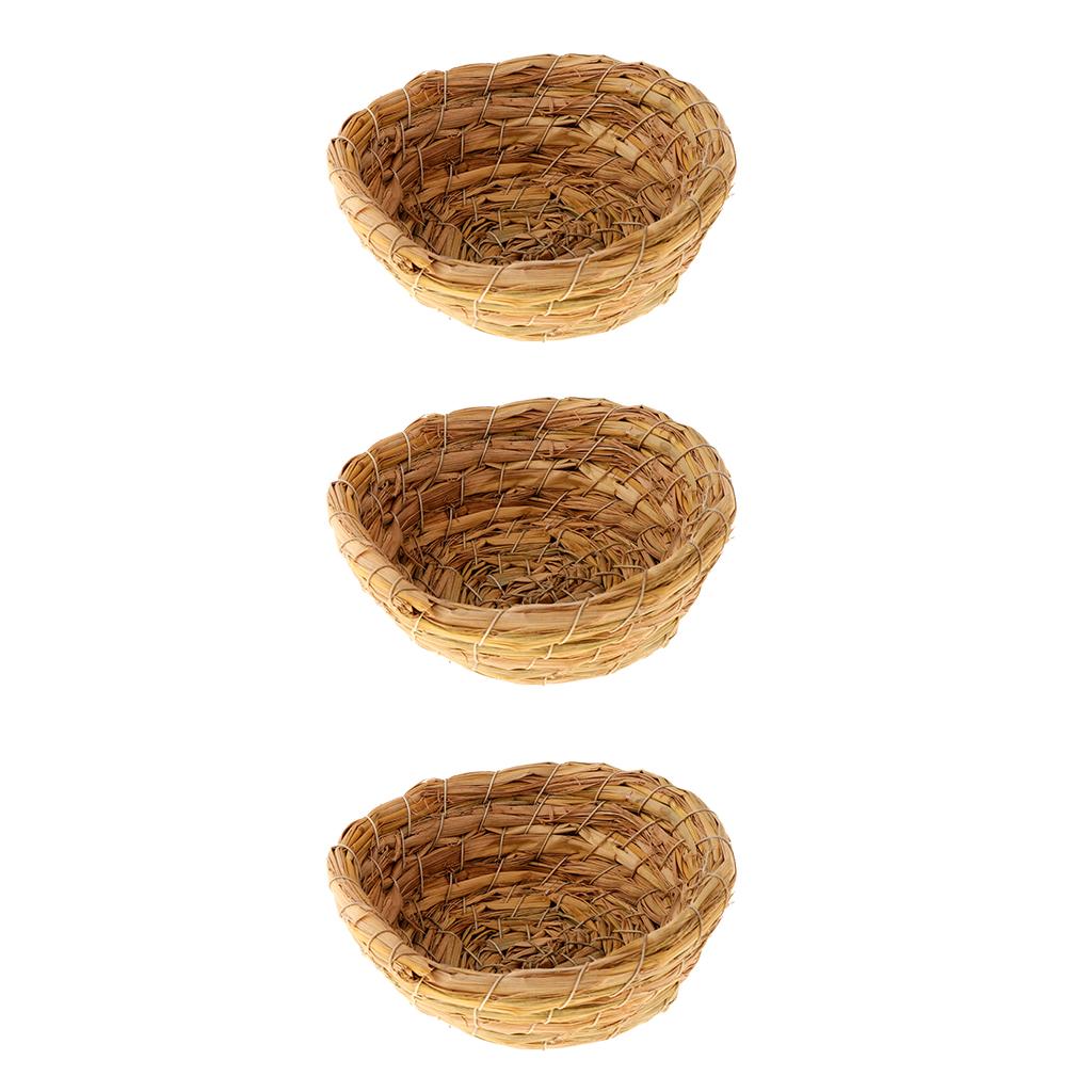 3Pcs Woven Straw Bird Nest Cage Birdhouse/Bed House for Parrot Pigeon