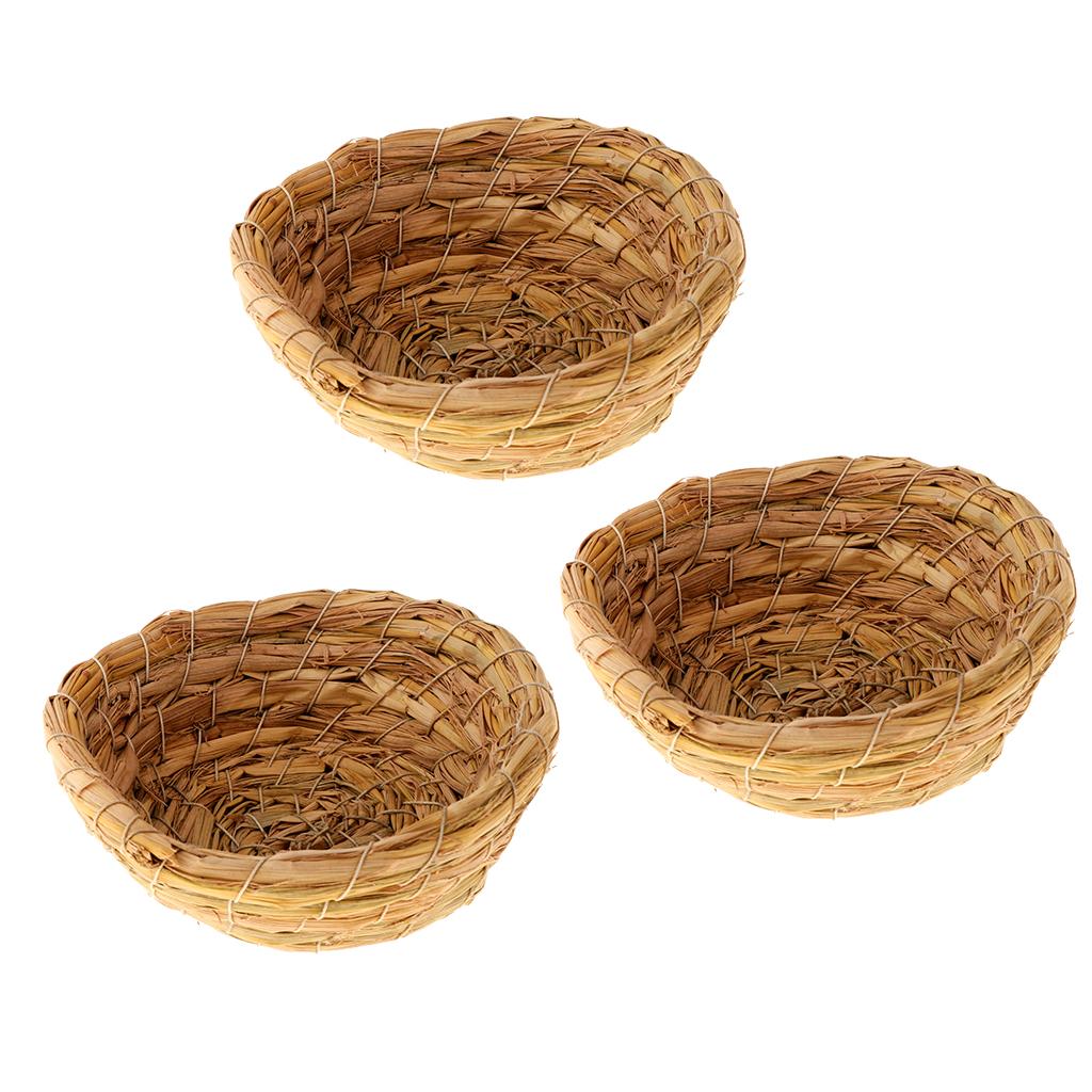 3Pcs Woven Straw Bird Nest Cage Birdhouse/Bed House for Parrot Pigeon