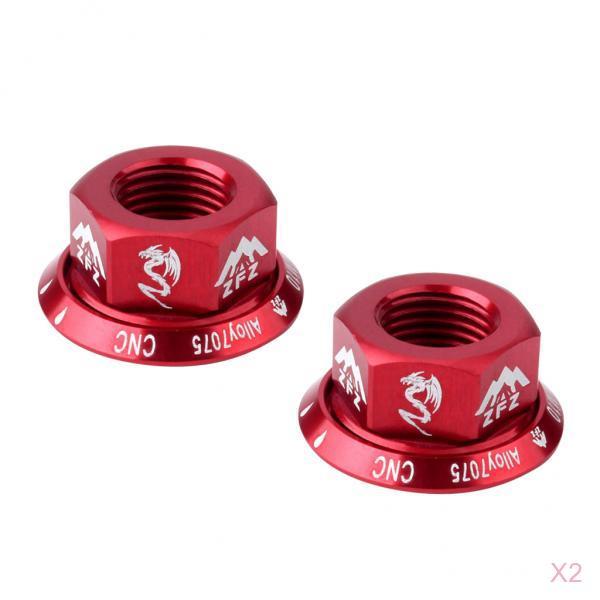 4Pcs Bicycle Hubs Nut M10 Folding Fixed Gear Bike Wheel Hubs Axle Screw Red