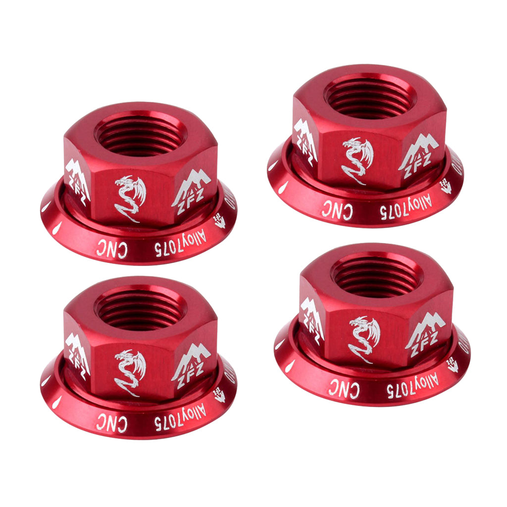 4Pcs Bicycle Hubs Nut M10 Folding Fixed Gear Bike Wheel Hubs Axle Screw Red