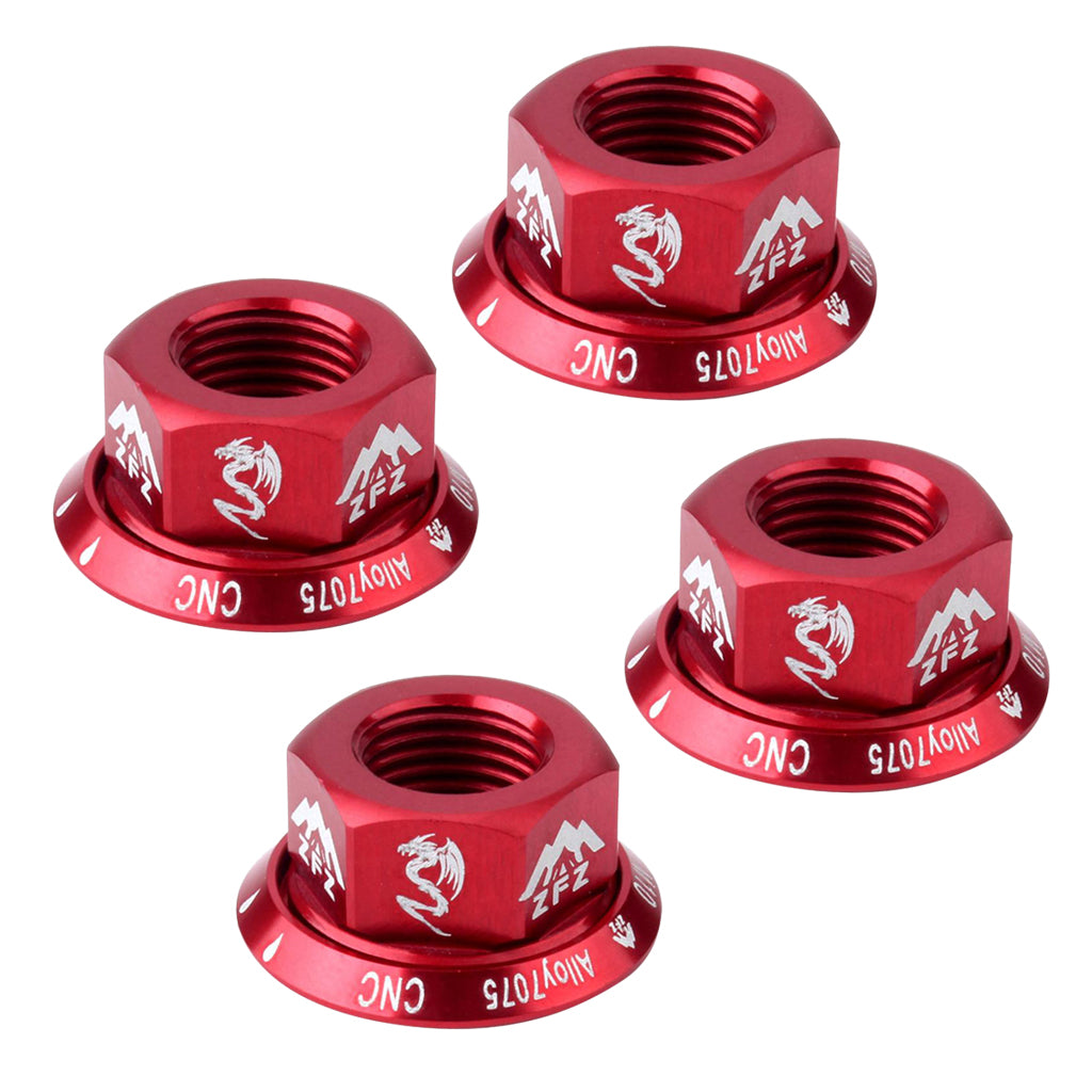 4Pcs Bicycle Hubs Nut M10 Folding Fixed Gear Bike Wheel Hubs Axle Screw Red