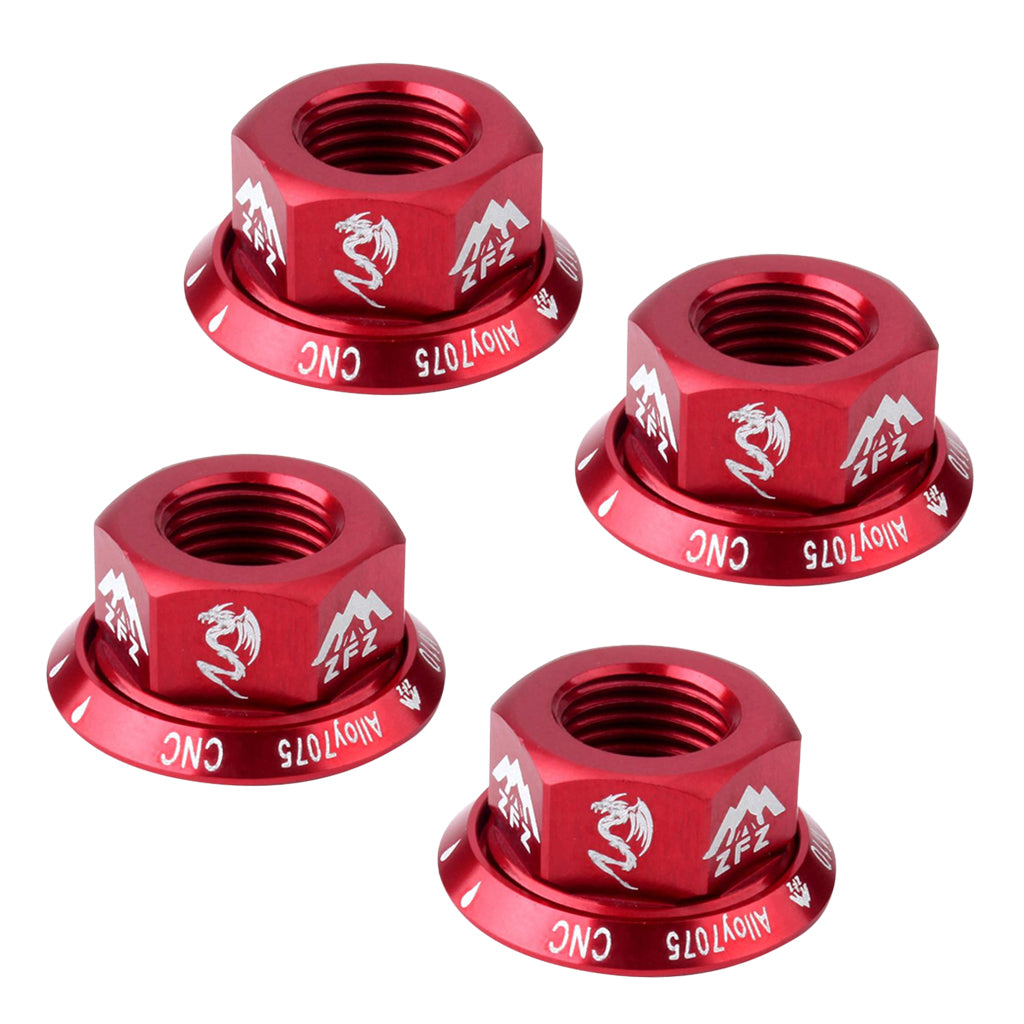 4Pcs Bicycle Hubs Nut M10 Folding Fixed Gear Bike Wheel Hubs Axle Screw Red