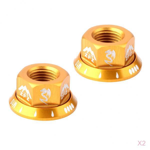 4Pcs Bicycle Hubs Nut M10 Folding Fixed Gear Bike Wheel Hubs Axle Screw Gold