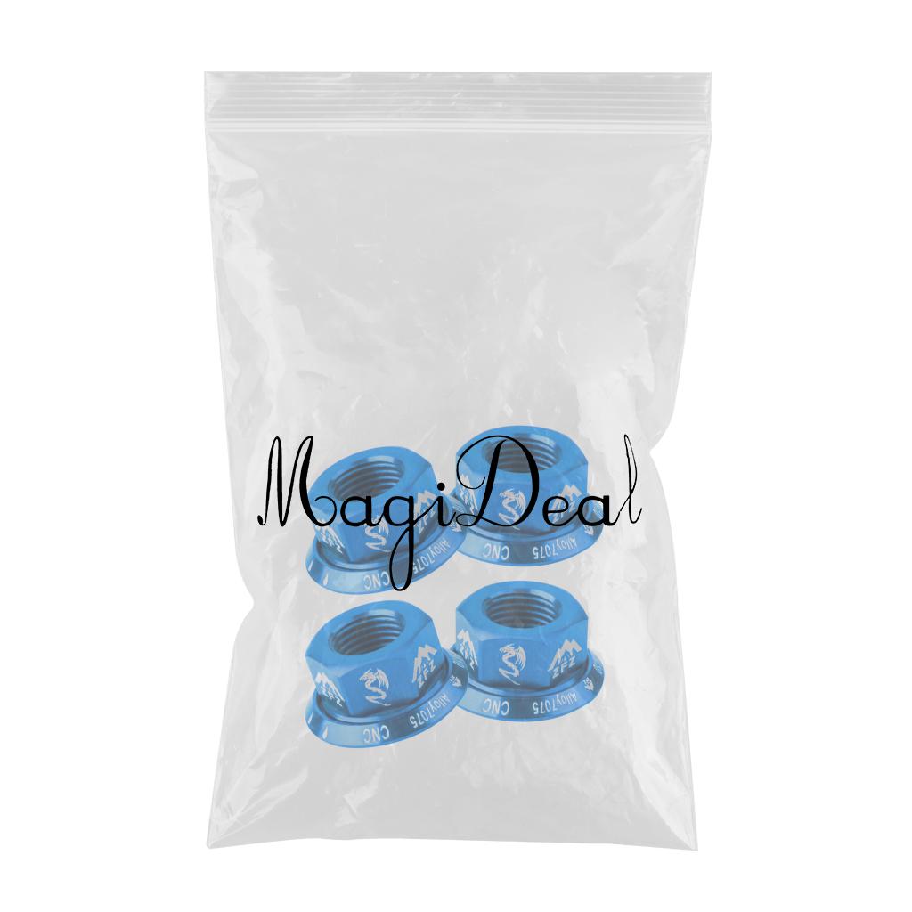 4Pcs Bicycle Hubs Nut M10 Folding Fixed Gear Bike Wheel Hubs Axle Screw Blue