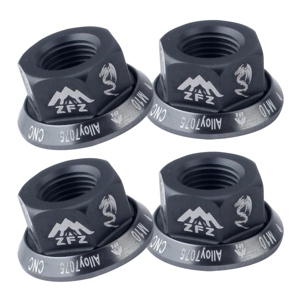 4Pcs Bicycle Hubs Nut M10 Folding Fixed Gear Wheel Hubs Axle Screw Titanium