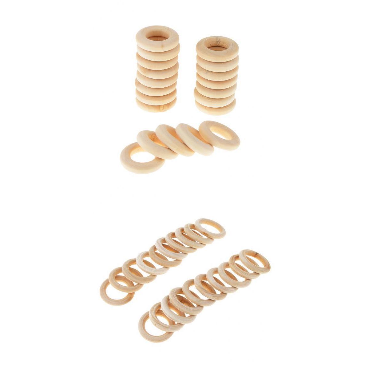 40Pcs DIY Jewelry Making Wooden Teething Ring for DIY Crafts Decor 25mm 30mm