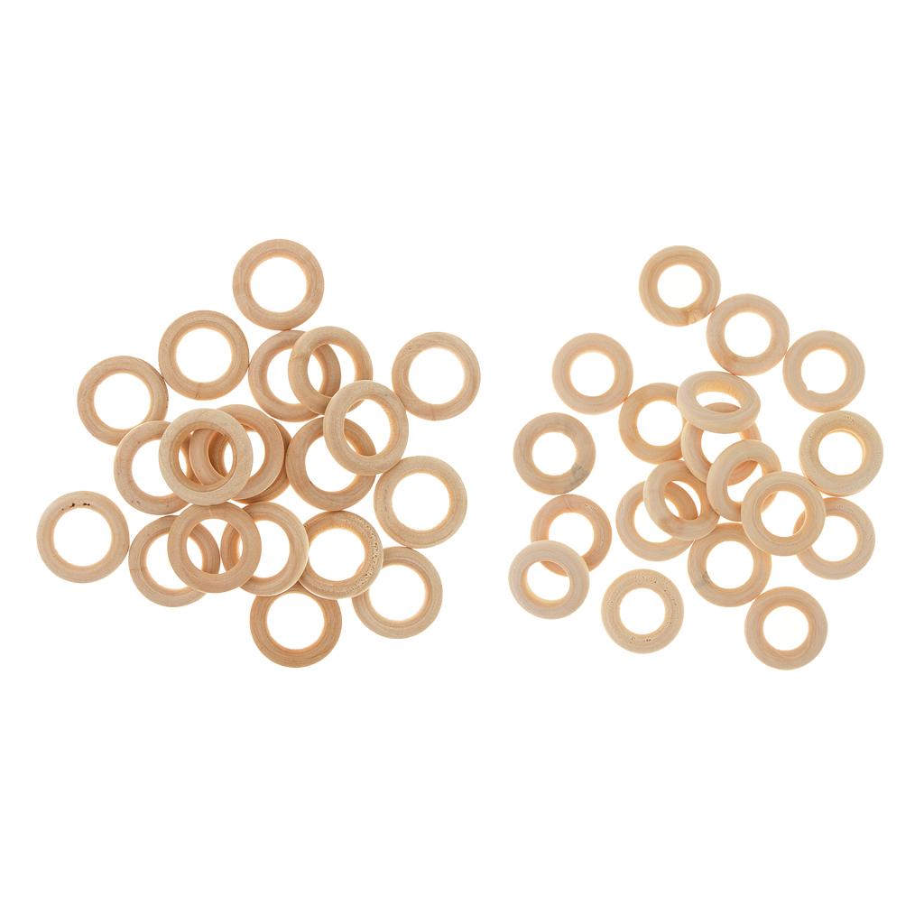 40Pcs DIY Jewelry Making Wooden Teething Ring for DIY Crafts Decor 25mm 30mm