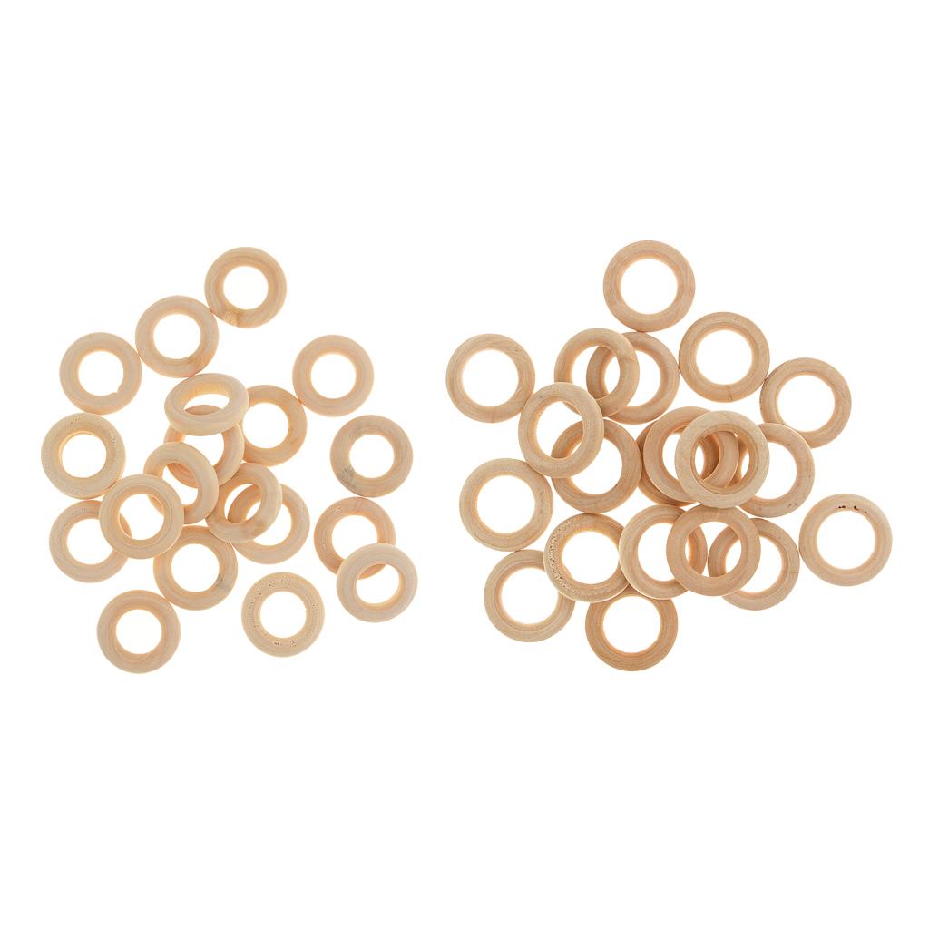 40Pcs DIY Jewelry Making Wooden Teething Ring for DIY Crafts Decor 25mm 30mm