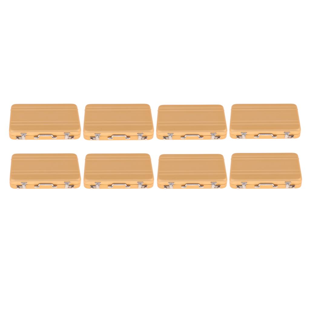 8PCS 1/12 Dollhouse Miniature Travel Metal Code Suitcase Home Decoration
