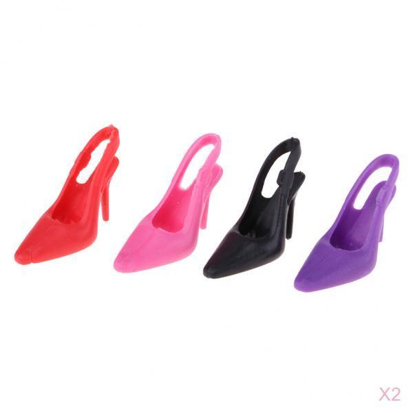 8 Pairs 1/6 Miniature Dollhouse Plastic High Heel Shoes Figures Doll Decor