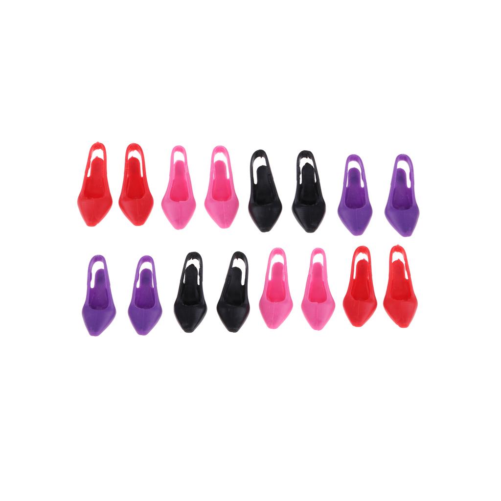8 Pairs 1/6 Miniature Dollhouse Plastic High Heel Shoes Figures Doll Decor