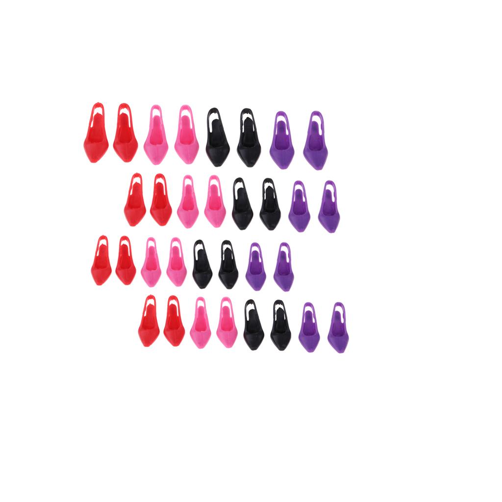 16 Pairs 1/6 Miniature Dollhouse Plastic High Heel Shoes Figures Doll Decor
