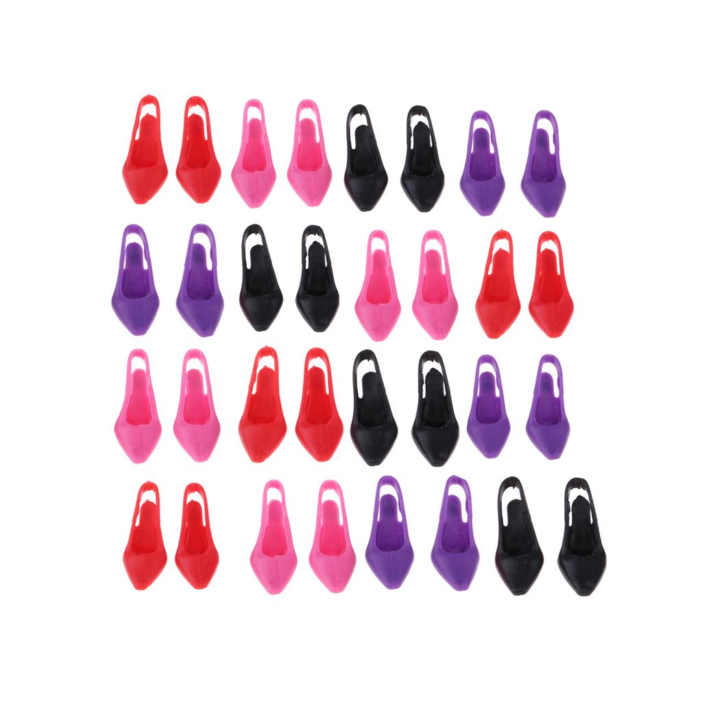 16 Pairs 1/6 Miniature Dollhouse Plastic High Heel Shoes Figures Doll Decor