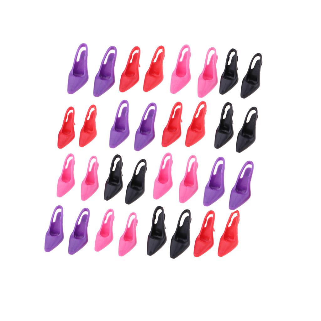 16 Pairs 1/6 Miniature Dollhouse Plastic High Heel Shoes Figures Doll Decor