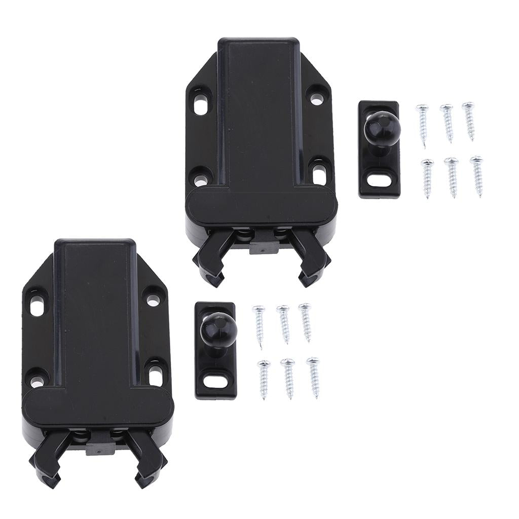 2 Pieces Push To Open Catch Latch for Door Drawer Cabinet Cupboard Black