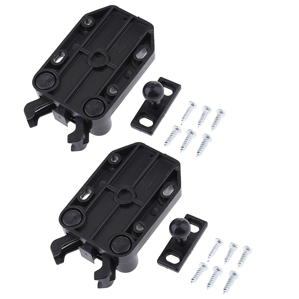 2 Pieces Push To Open Catch Latch for Door Drawer Cabinet Cupboard Black