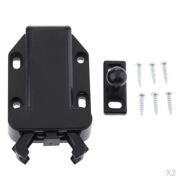 2 Pieces Push To Open Catch Latch for Door Drawer Cabinet Cupboard Black