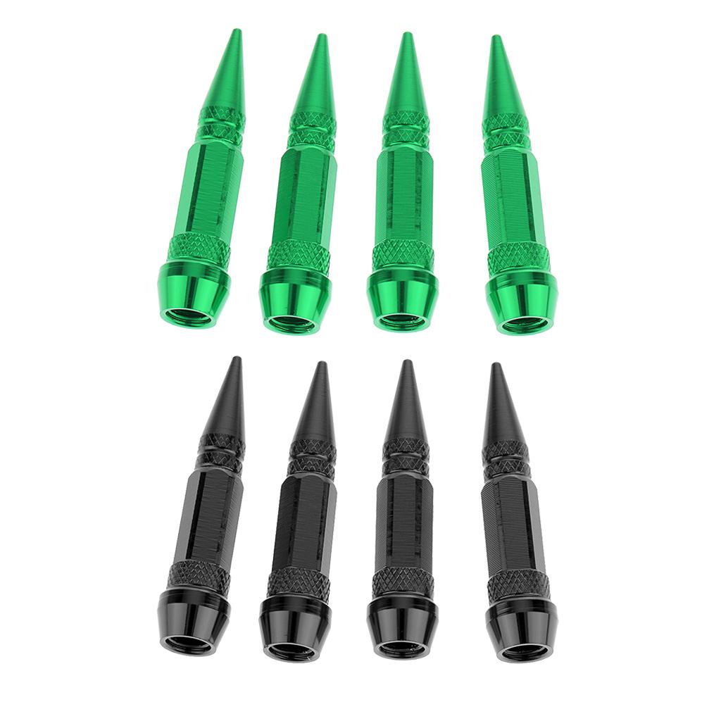 8pcs Spike Wheel Tire Valve Stem Car Truck Air Caps Covers 60mm Black Green