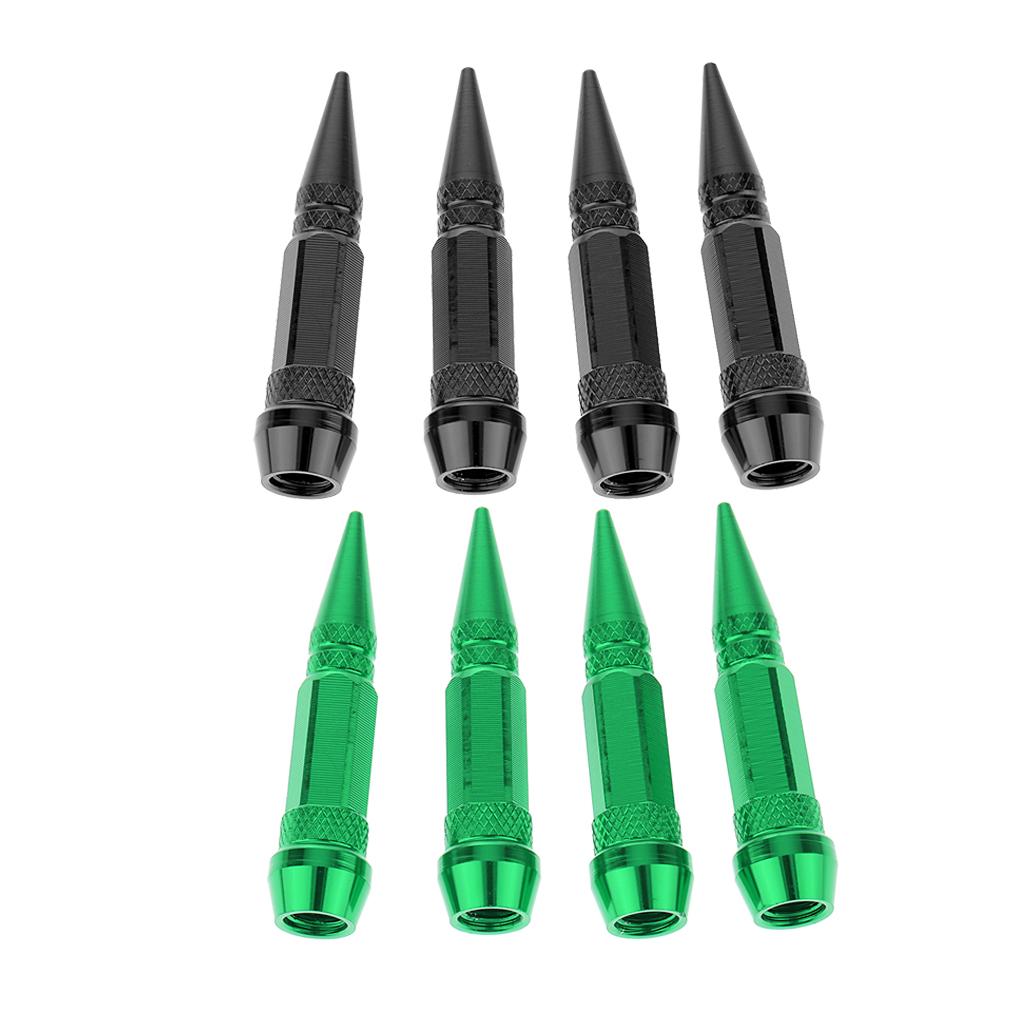 8pcs Spike Wheel Tire Valve Stem Car Truck Air Caps Covers 60mm Black Green