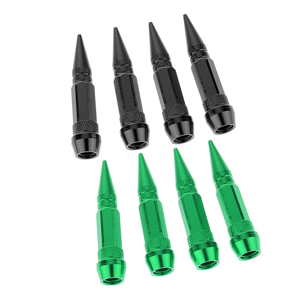 8pcs Spike Wheel Tire Valve Stem Car Truck Air Caps Covers 60mm Black Green